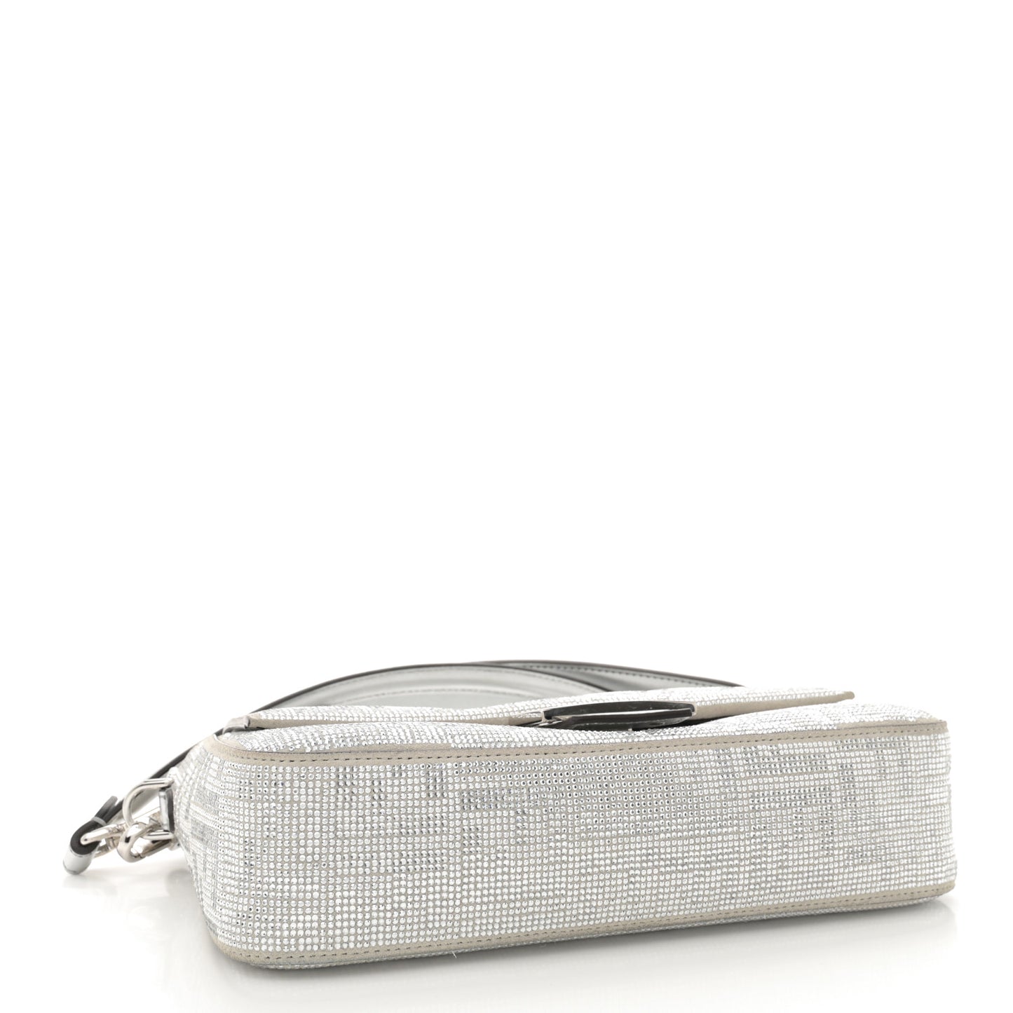 Crystal Vitello Laminato FF Medium Baguette Crystal Argento