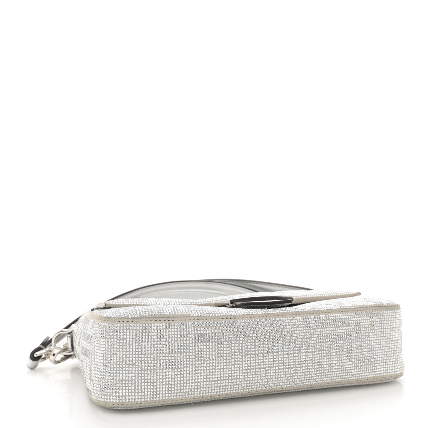 Fendi Crystal Vitello Laminato FF Medium Baguette Crystal Argento 4 of 12