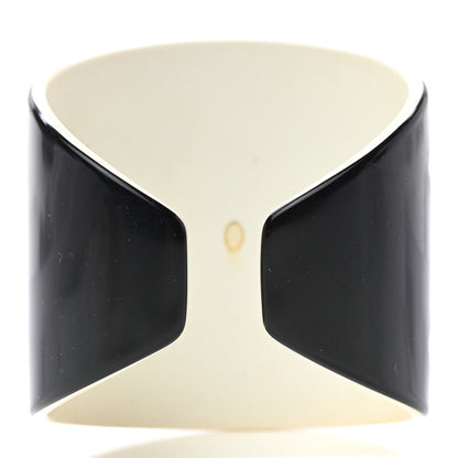 Chanel Resin CC Wide Cuff Black White 3 of 4