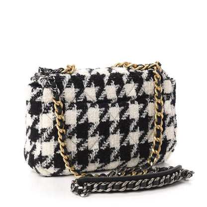 Chanel Tweed Quilted Medium 19 Flap Black Ecru White 3 of 11