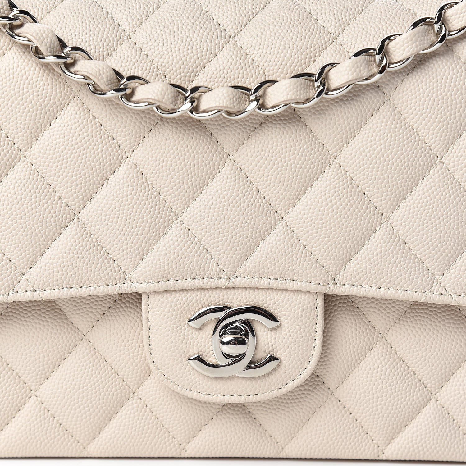 Chanel Caviar Quilted Medium Double Flap Light Beige 8 of 11