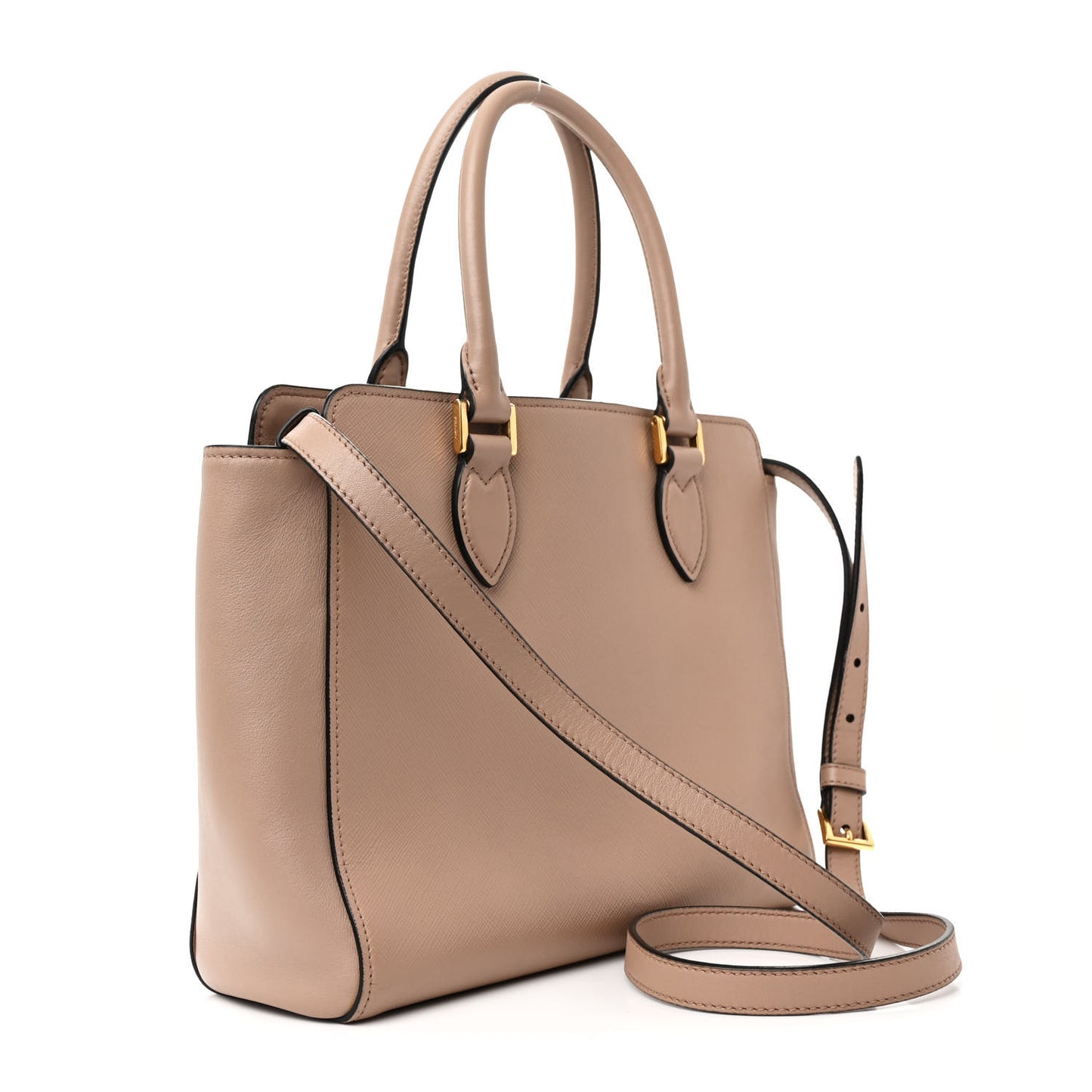 Saffiano Soft Calfskin Small Zippered Tote Cipria