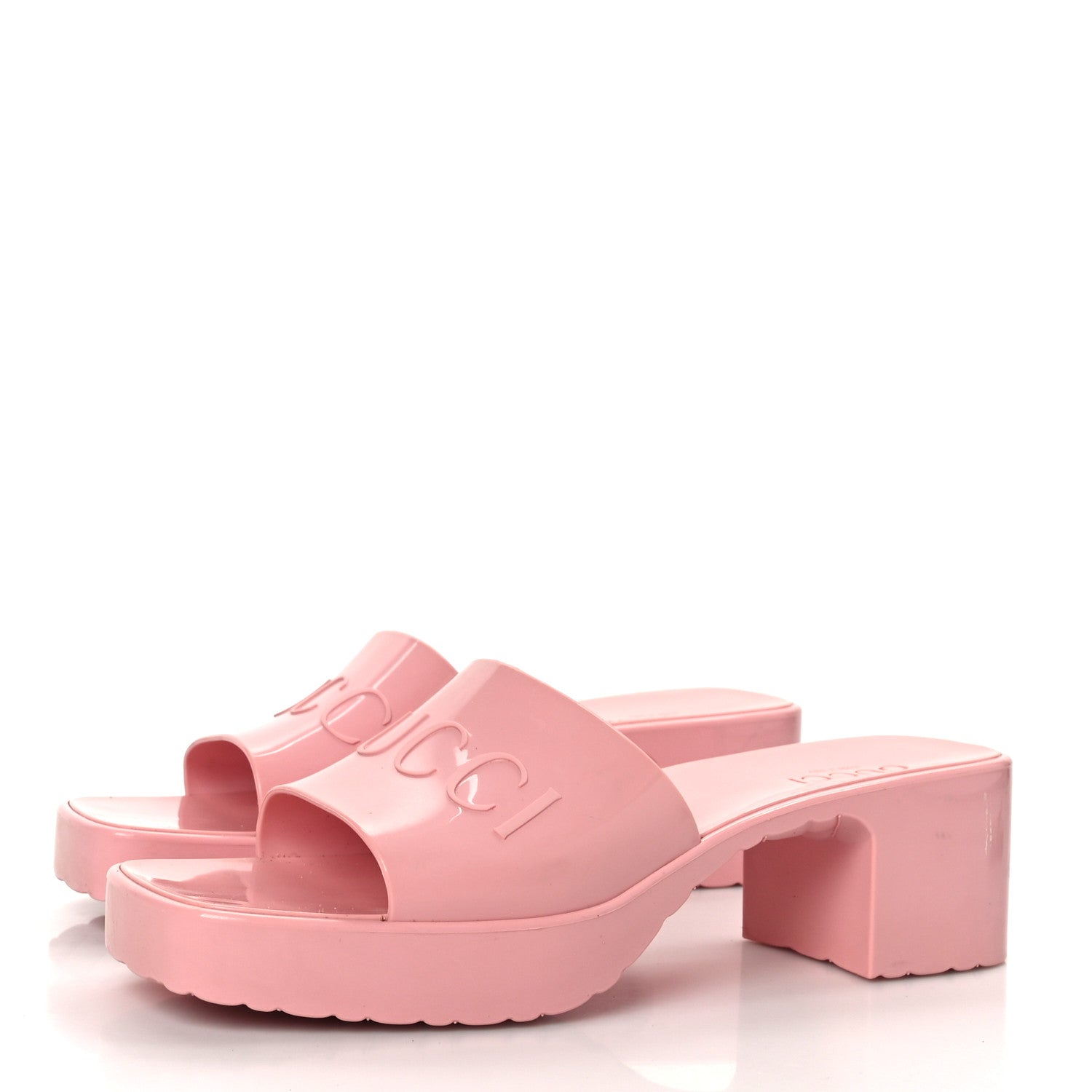 Gucci Rubber Gucci Logo Womens Platform 20/60mm Slide Sandals 41 Wild Rose 3 of 10