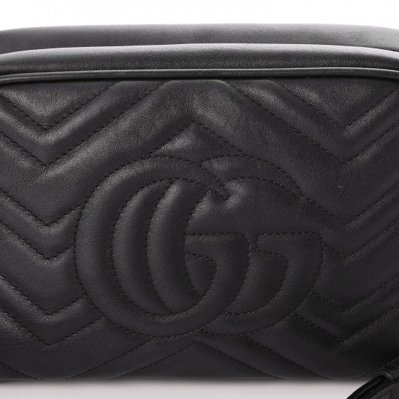 Gucci Calfskin Matelasse Small GG Marmont Chain Shoulder Bag Black 14 of 14