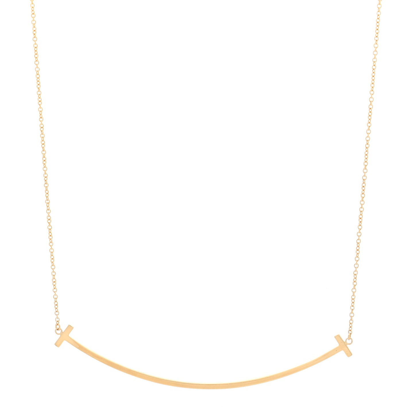 18K Yellow Gold Large T Smile Pendant Necklace