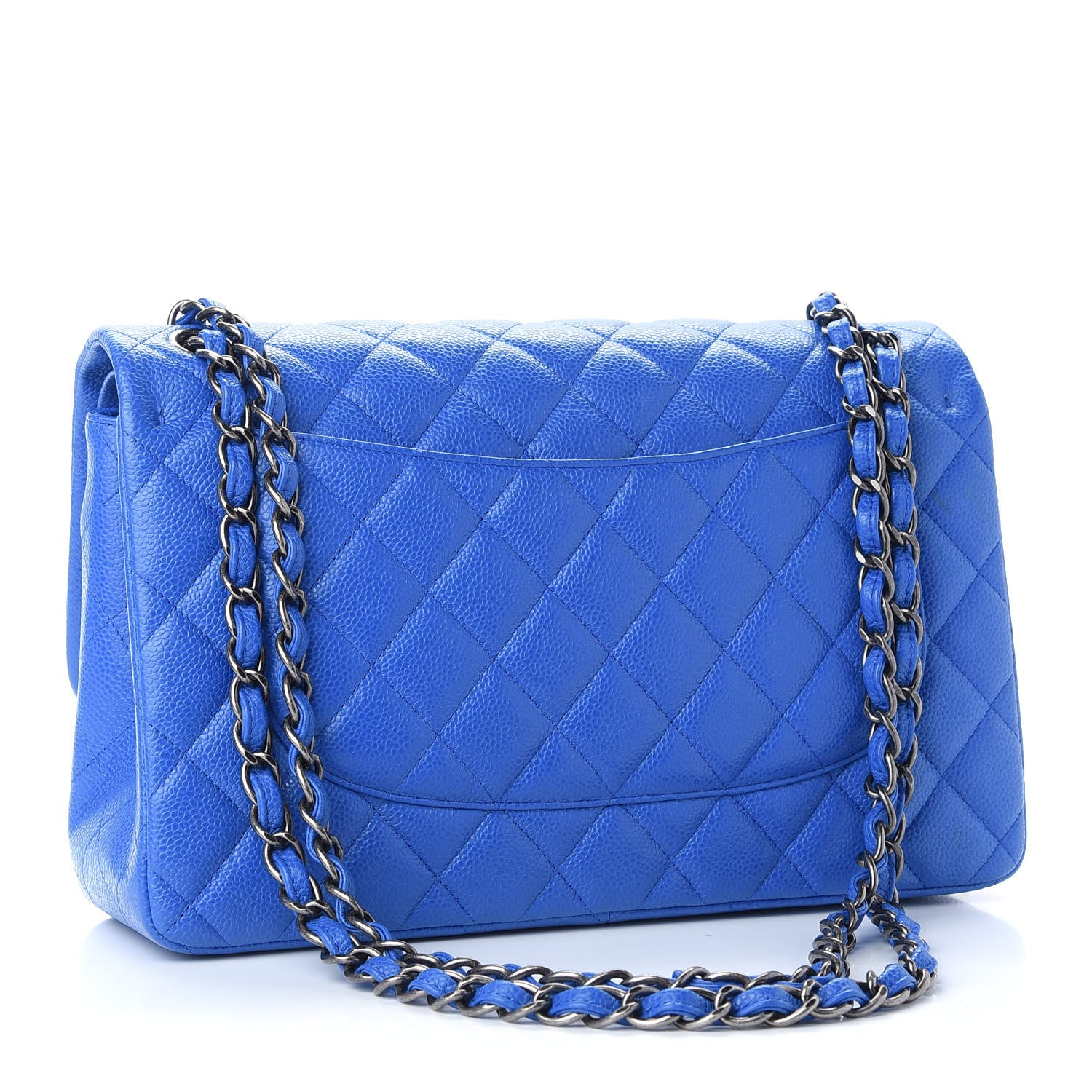 Chanel Caviar Quilted Jumbo Double Flap Blue 3 of 10