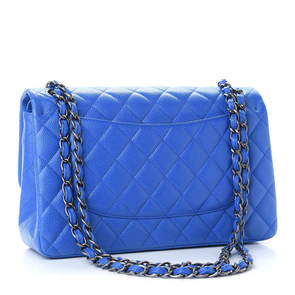 Chanel Caviar Quilted Jumbo Double Flap Blue 3 of 10