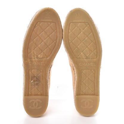 Chanel Laminated Lambskin Grosgrain CC Espadrilles 36 Gold Black 5 of 10