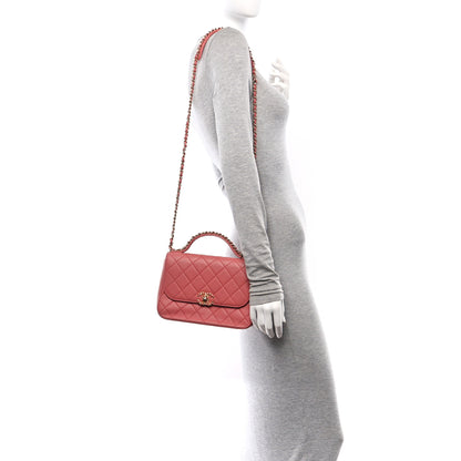 Chanel Lambskin Quilted Chain Infinity Top Handle Flap Pink 2 of 11