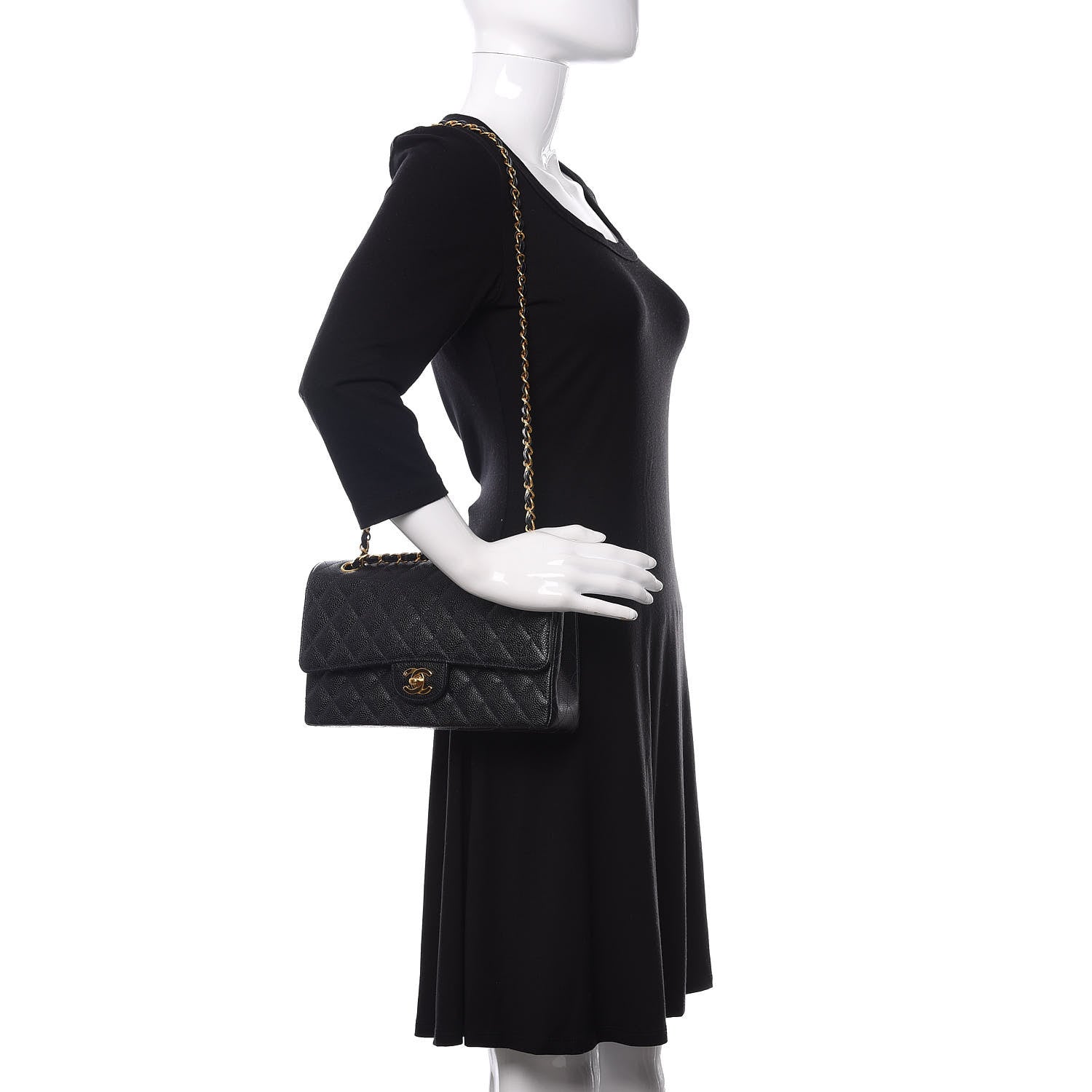Chanel Caviar Quilted Medium Double Flap Navy 2 of 12