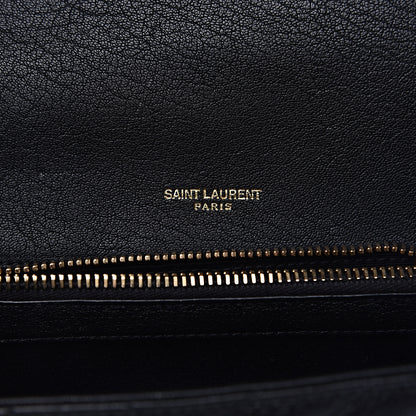 Saint Laurent Sheepskin Matelasse Chevron Monogram Medium College Bag Black 6 of 10