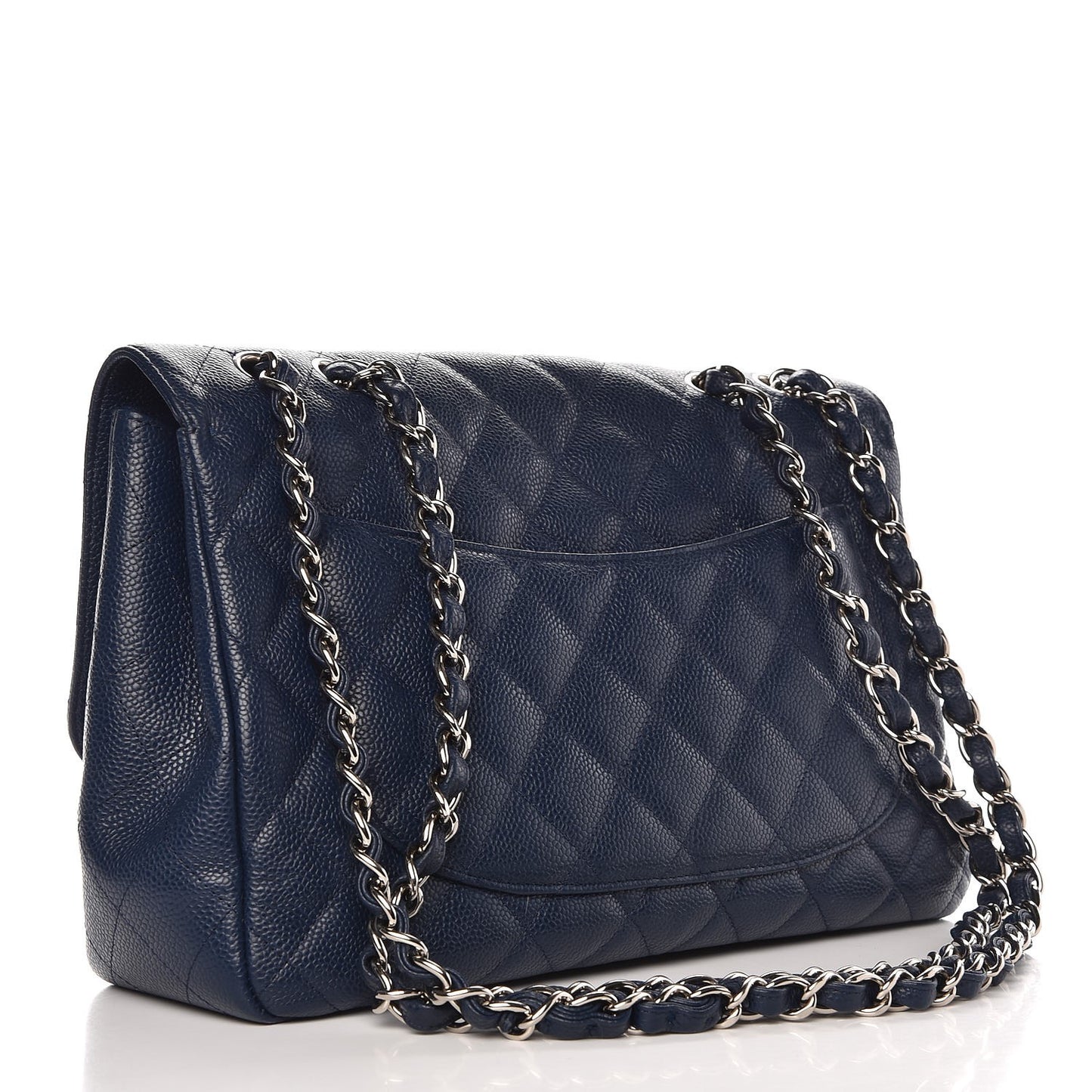 Caviar Quilted Jumbo Single Flap Navy