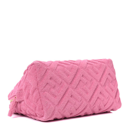 Fendi Terry Cloth Vitello Century Matte FF 1974 Embossed Medium Trapezoid Beauty Pouch Lollypop 4 of 11