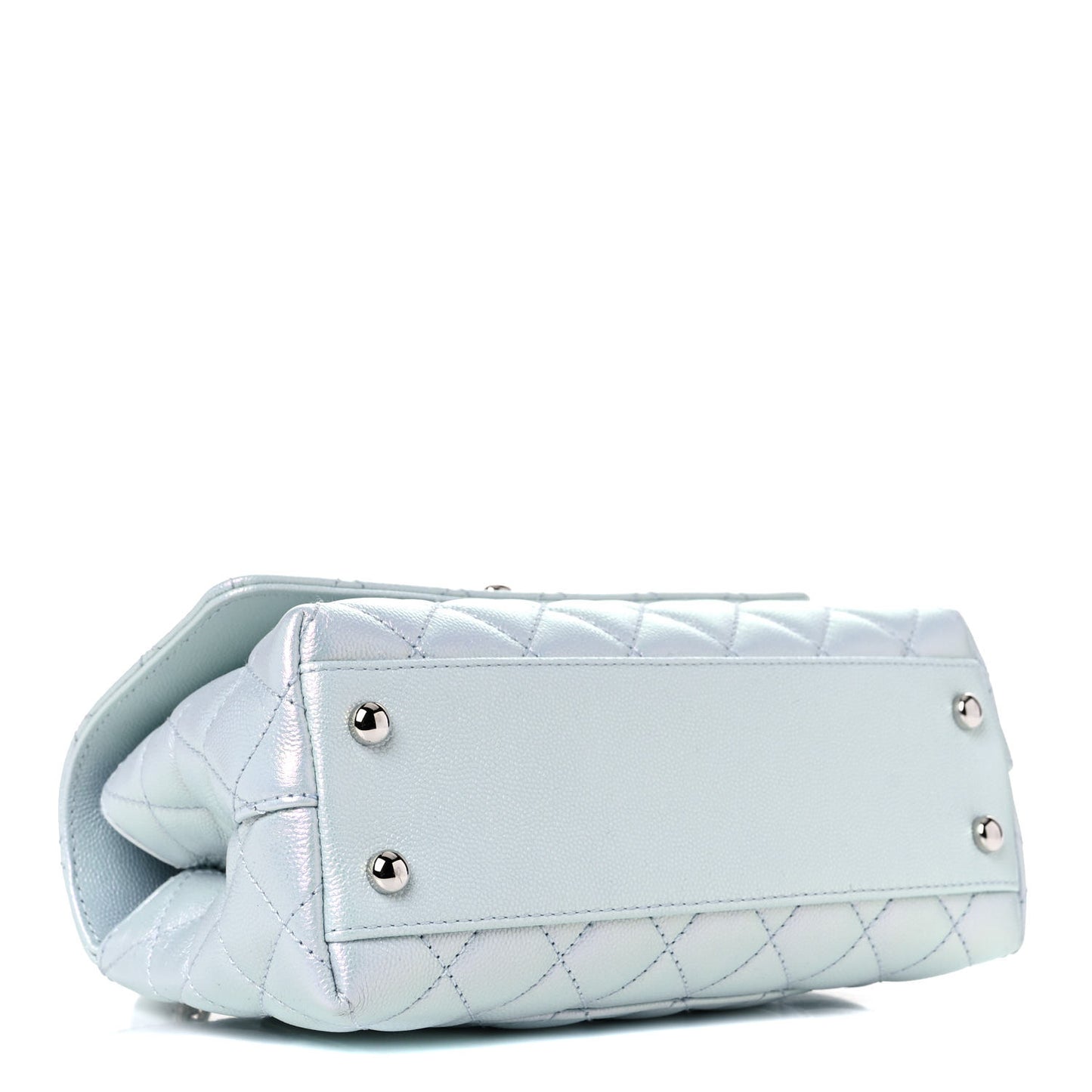 Iridescent Caviar Quilted Mini Coco Handle Flap Light Blue