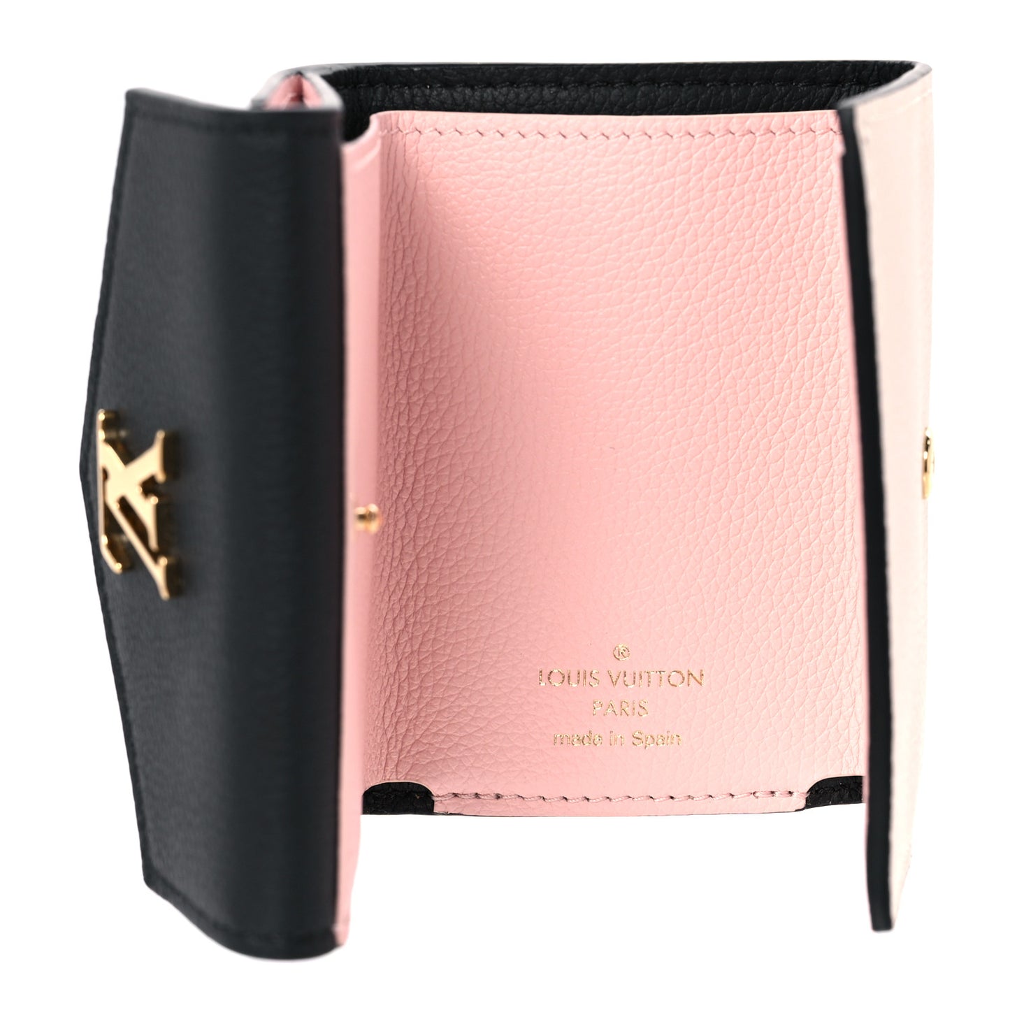 Calfskin Lockmini Wallet Black Cream Pink