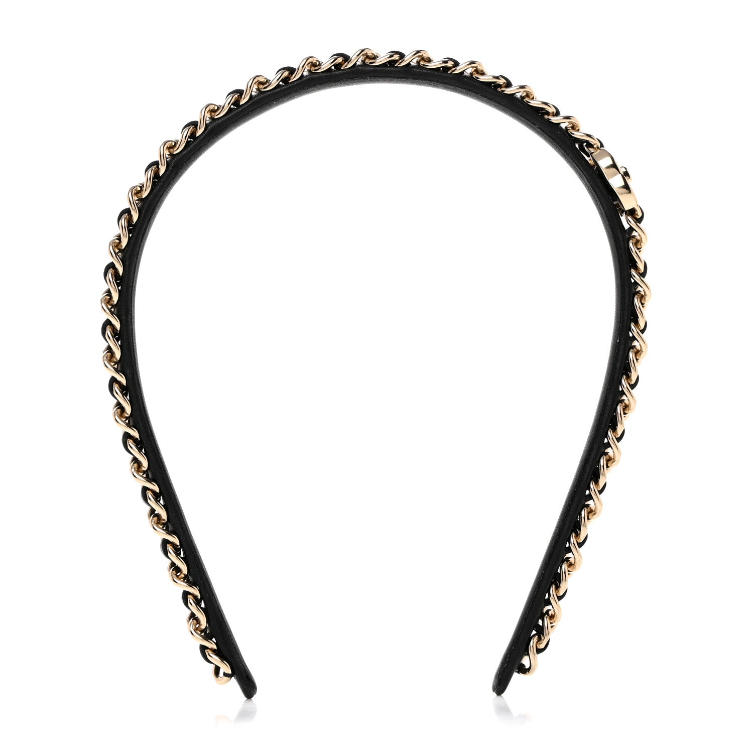 Chanel Metal Lambskin CC Turnlock Chain Headband Gold Black 1 of 4