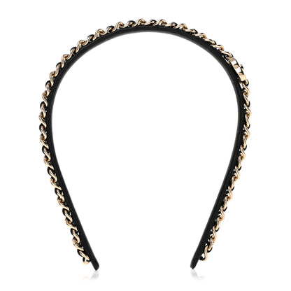 Chanel Metal Lambskin CC Turnlock Chain Headband Gold Black 1 of 4