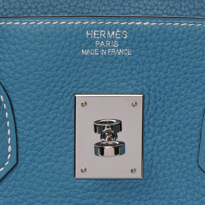 Hermes Taurillon Clemence Birkin 35 Blue Jean 20 of 27