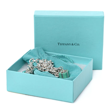 Tiffany Sterling Silver Enamel Gift Box Charm Choker Necklace Blue 6 of 6