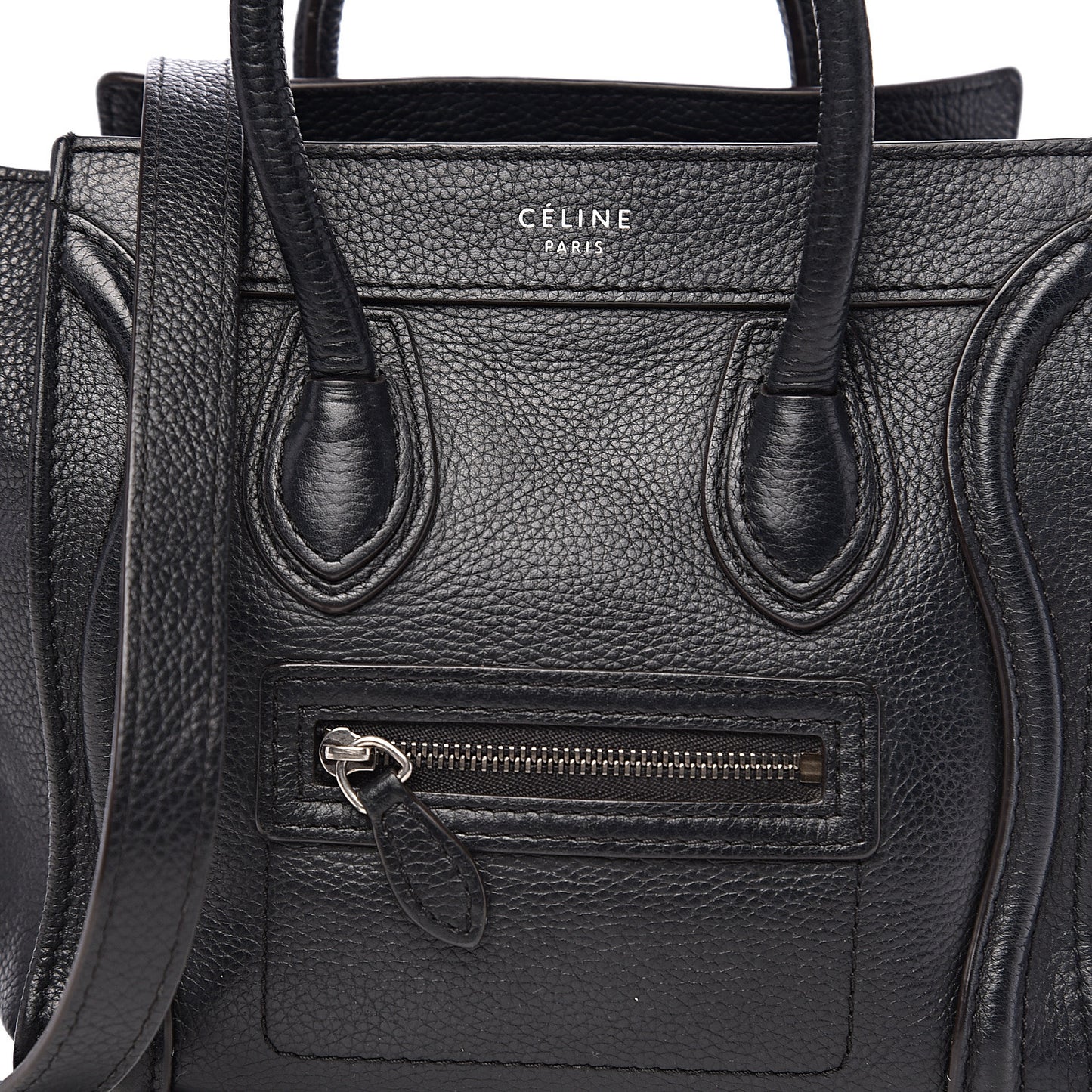 Drummed Calfskin Nano Luggage Black