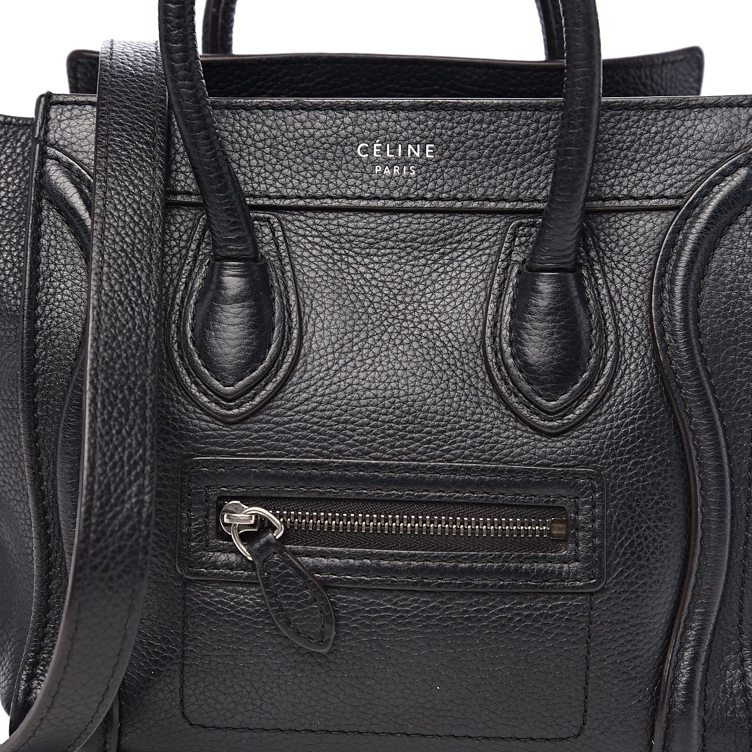 Celine Drummed Calfskin Nano Luggage Black 9 of 9