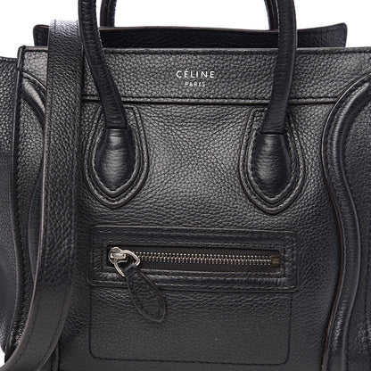 Celine Drummed Calfskin Nano Luggage Black 9 of 9
