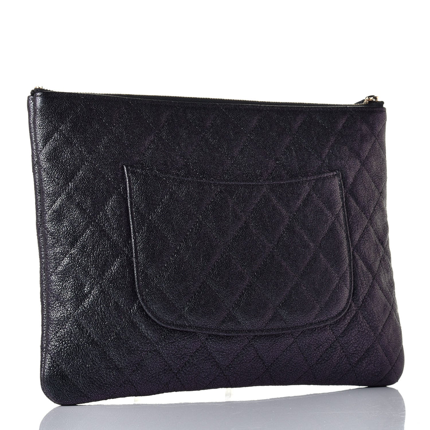 Chanel Iridescent Caviar Medium Night by the C Pouch Clutch Black 3 of 9
