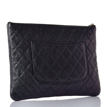 Chanel Iridescent Caviar Medium Night by the C Pouch Clutch Black 3 of 9
