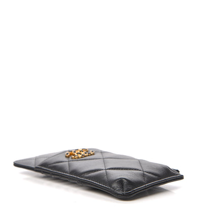 Chanel Goatskin Quilted 19 Flat Wallet Pouch Black 3 of 7
