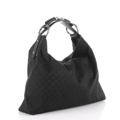 Gucci Monogram Large Horsebit Chain Hobo Black 3 of 7