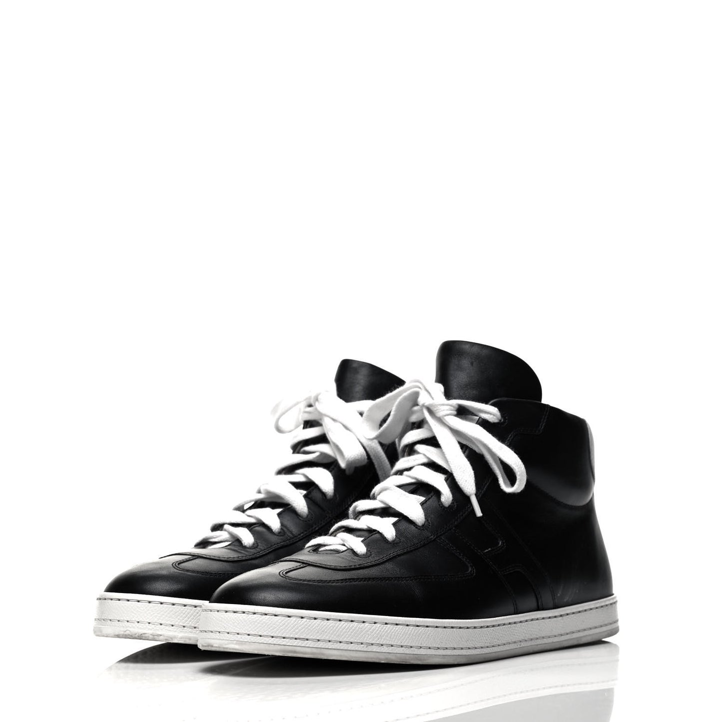 Calfskin Mens High Top Poker Sneakers 43 Black White