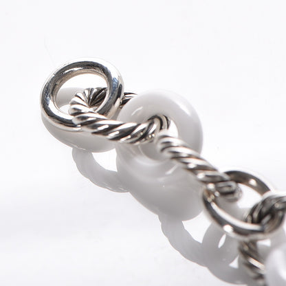 David Yurman Sterling Silver Ceramic 13mm Large Oval Link Bracelet White 4 of 4