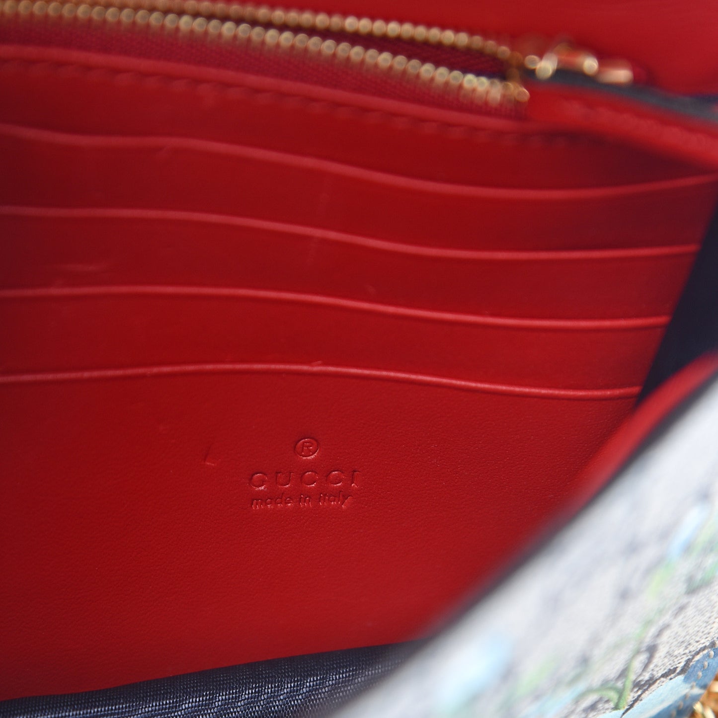 GG Supreme Monogram Blooms Chain Wallet Blue