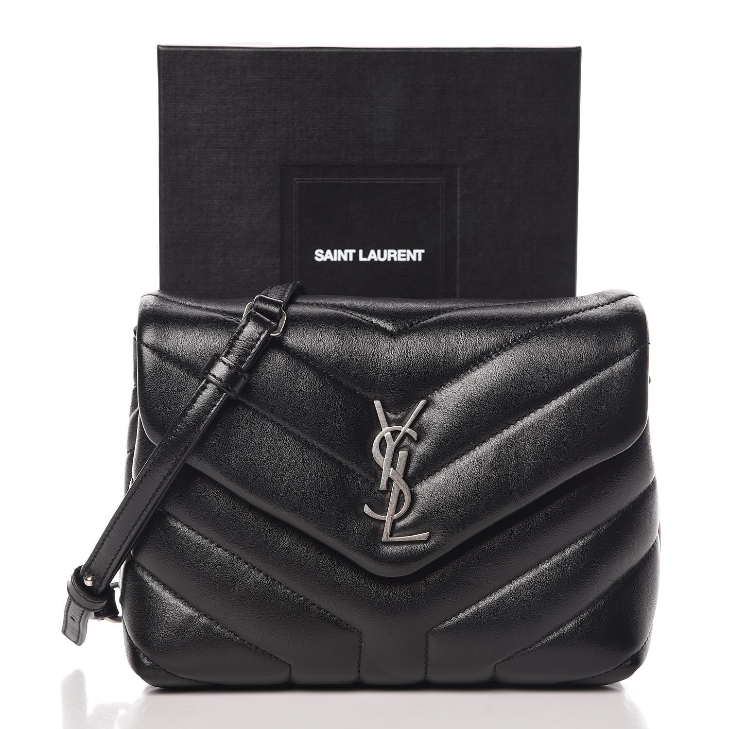 Saint Laurent Calfskin Y Quilted Monogram Toy Loulou Crossbody Bag Black 12 of 12