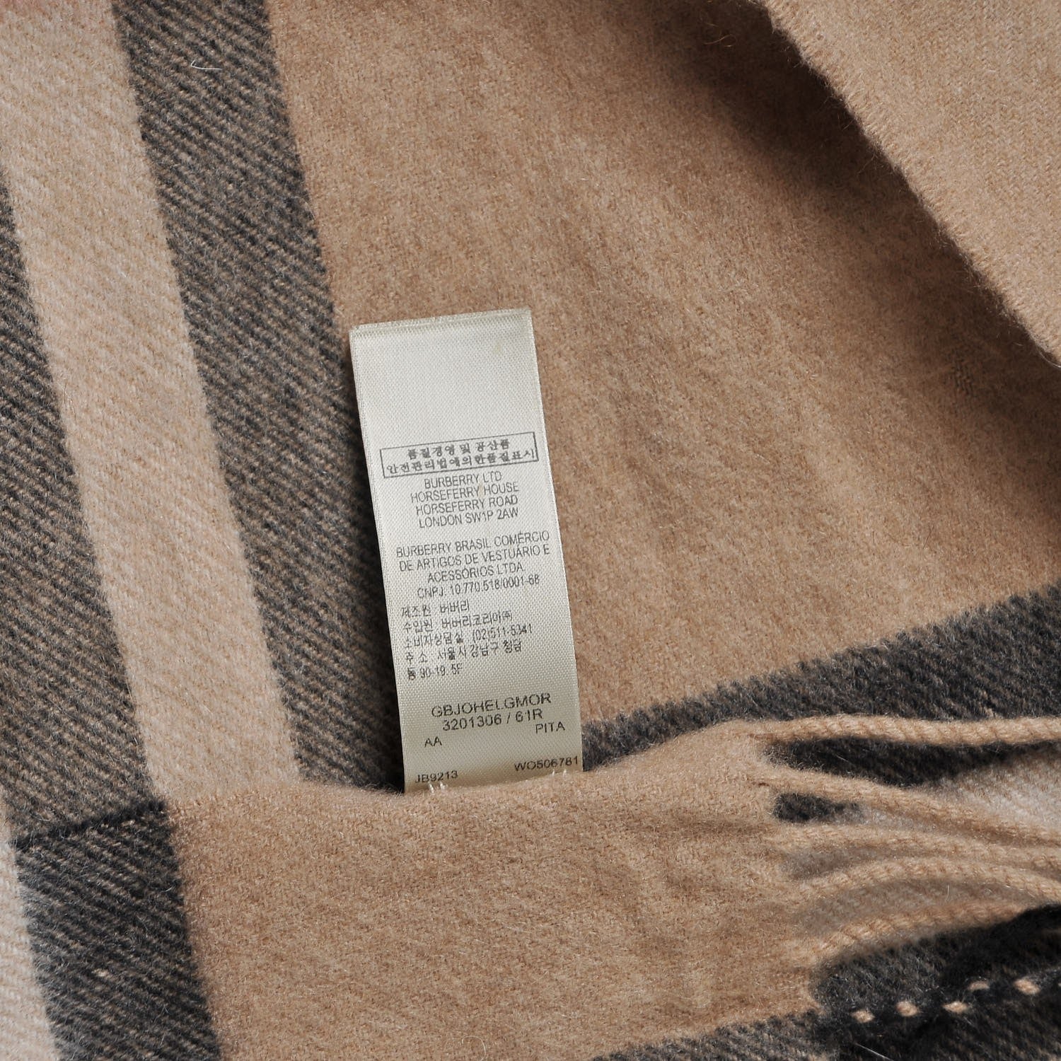 Burberry Cashmere Giant Check Fringe Scarf Camel 5 of 6