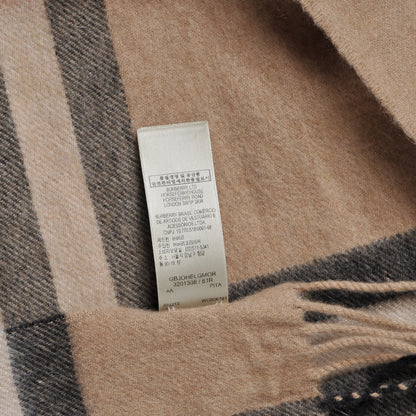 Burberry Cashmere Giant Check Fringe Scarf Camel 5 of 6
