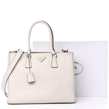 Prada City Calfskin Bi-Color Large Galleria Double Zip Tote Talco Mimosa 12 of 12