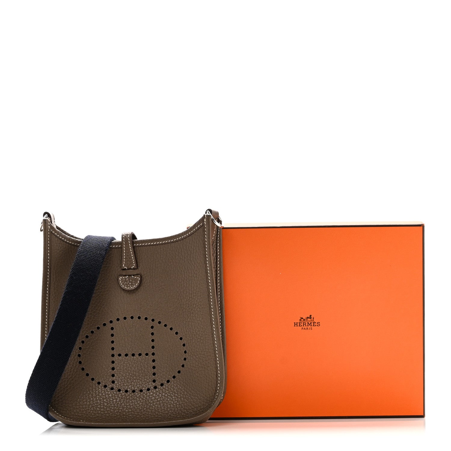 Hermes Taurillon Clemence Evelyne TPM Etoupe Bleu Indigo 11 of 11