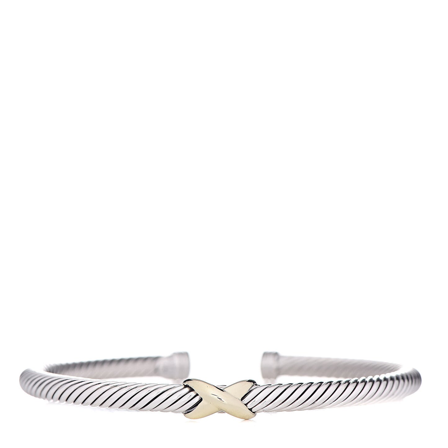 Sterling Silver 18K Yellow Gold 4mm X Station Cable Bracelet