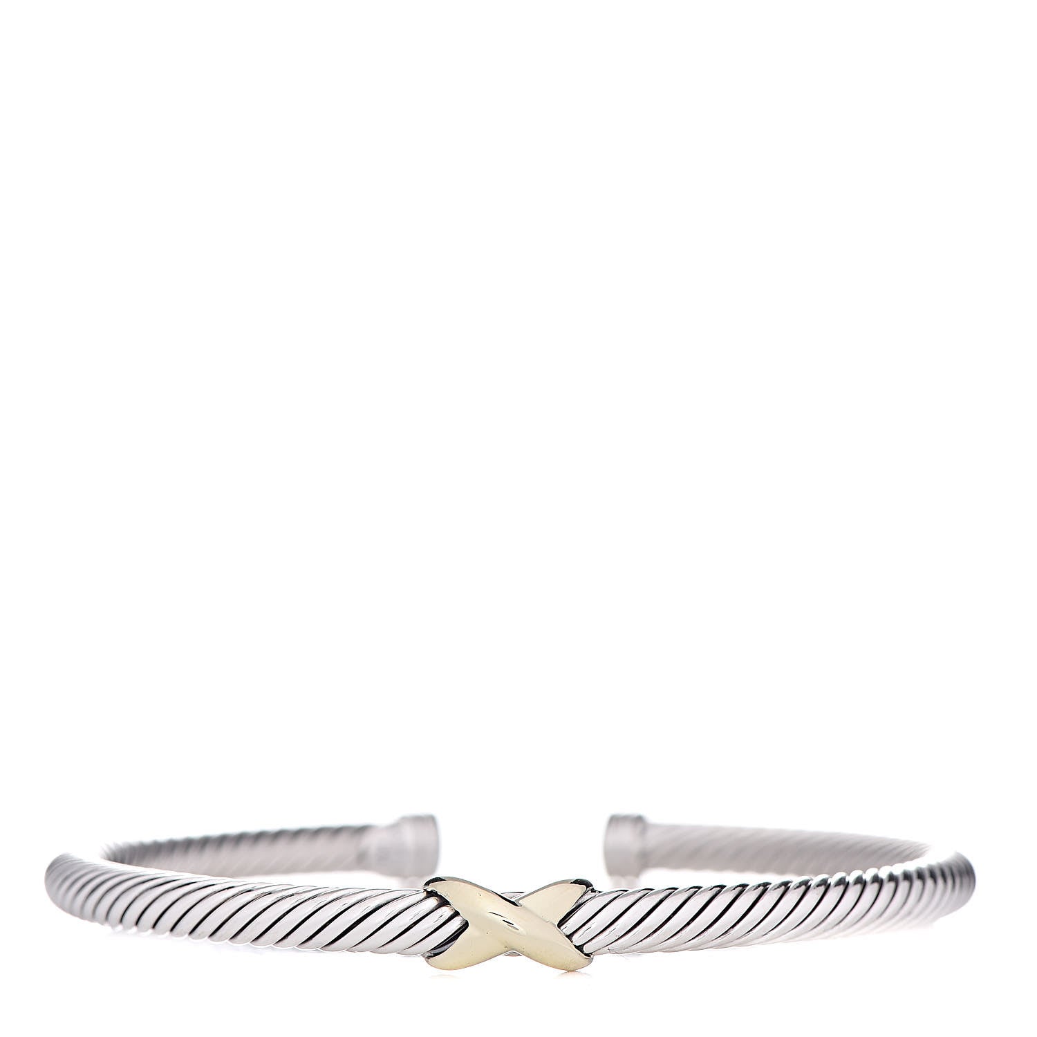 David Yurman Sterling Silver 18K Yellow Gold 4mm X Station Cable Bracelet 1 of 4