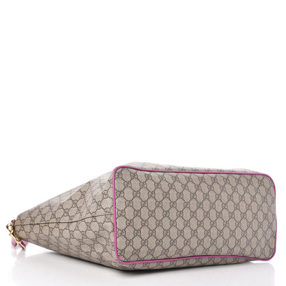 Gucci Soft GG Supreme Monogram Medium Crossbody Tote Beige Hibiscus Red New Rosette 4 of 9