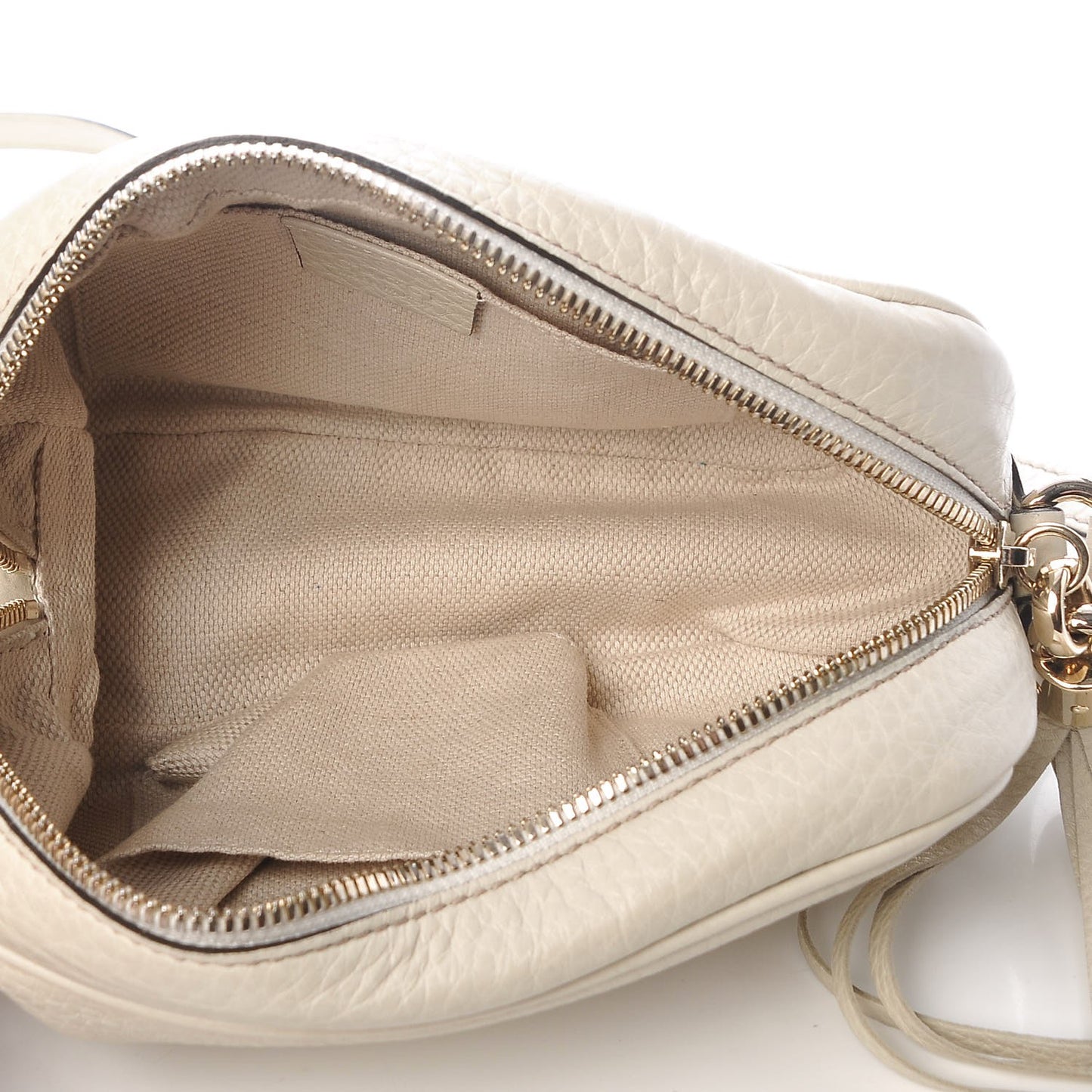 Pebbled Calfskin Small Soho Disco Bag Off White