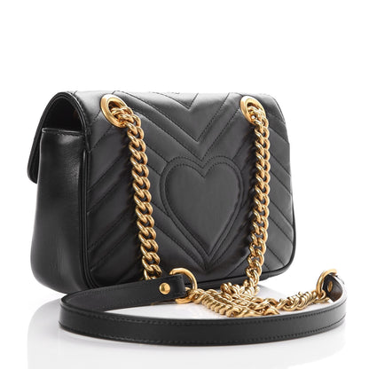 Gucci Calfskin Matelasse Mini GG Marmont Shoulder Bag Black 3 of 8