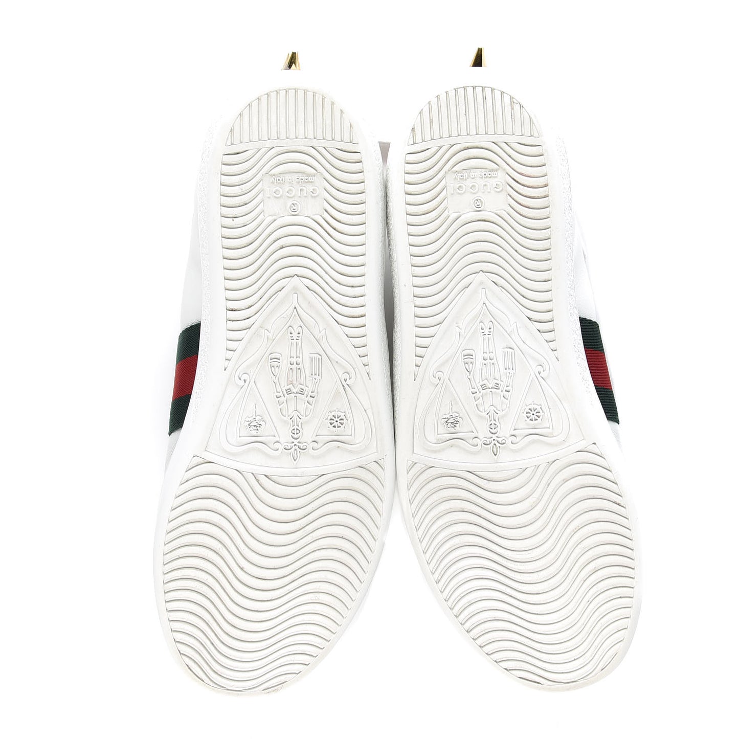 Calfskin Web Pearl Studded Womens Ace Sneakers 37.5 White