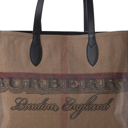 Burberry Coated Canvas Mega Check Medium Doodle Tote Black 9 of 9