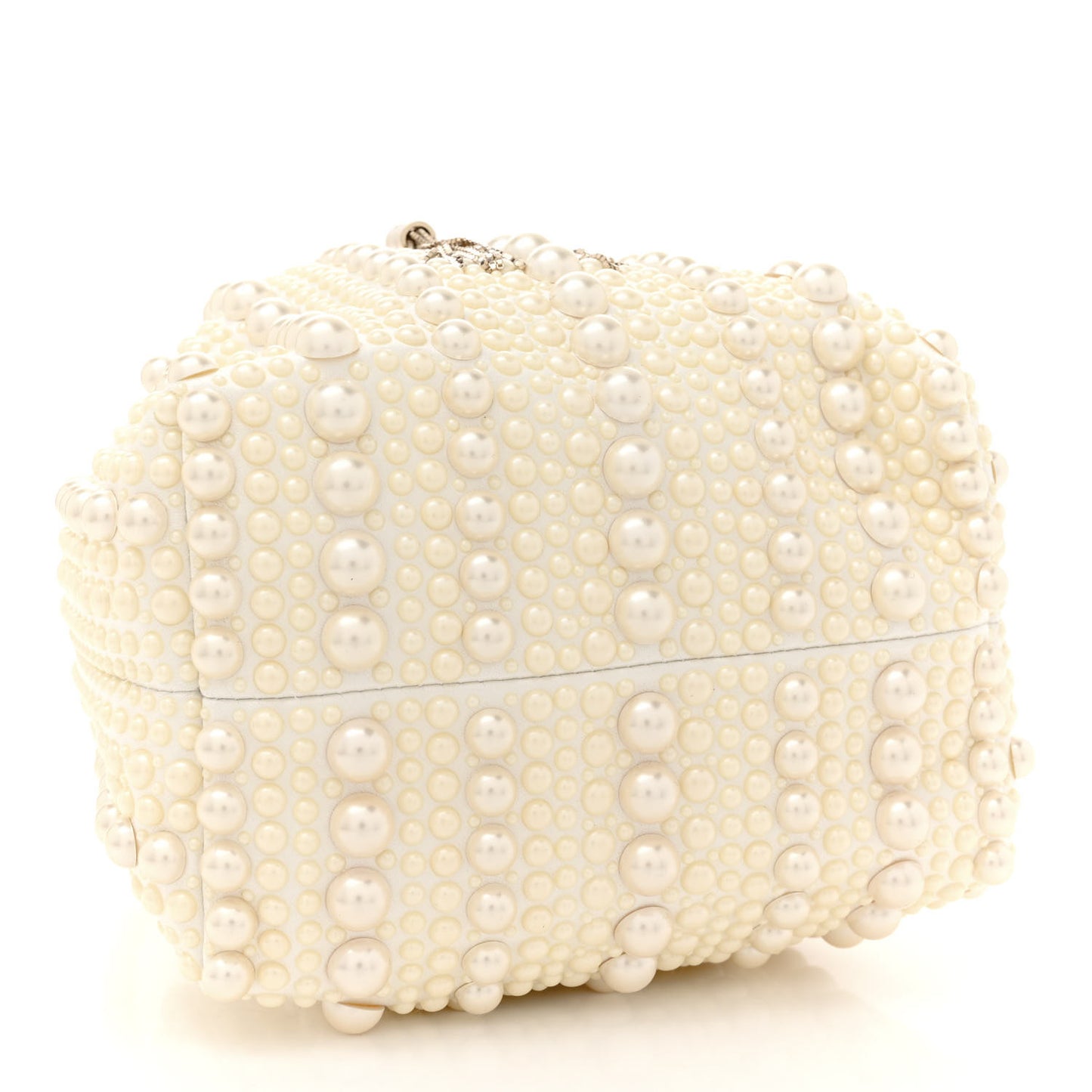 Satin Pearl Embellished Bon Bon Bag Ivory