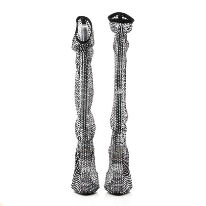 Saint Laurent SAINT LAURENT Mesh Crystal Koller 100 Knee High Boots 37 Black 2 of 8