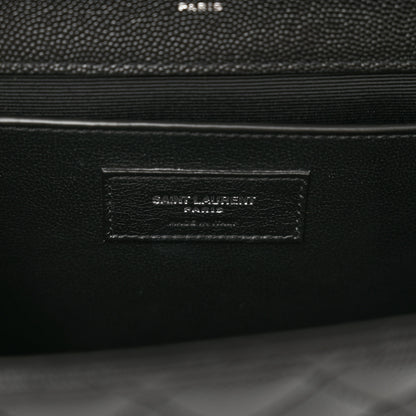 Saint Laurent Grain De Poudre Textured Mixed Matelasse Triquilt Medium Monogram Satchel Black 8 of 10