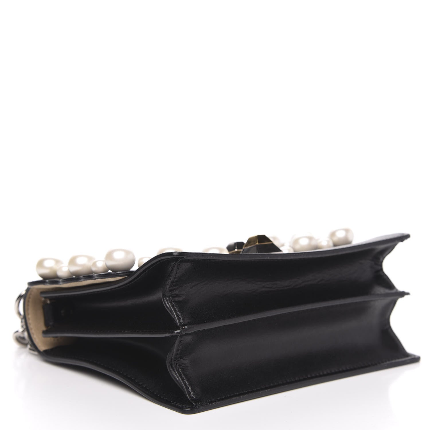 Fendi Vitello Liberty Pearl Scalloped Studded Small Kan I Shoulder Bag Black 4 of 9