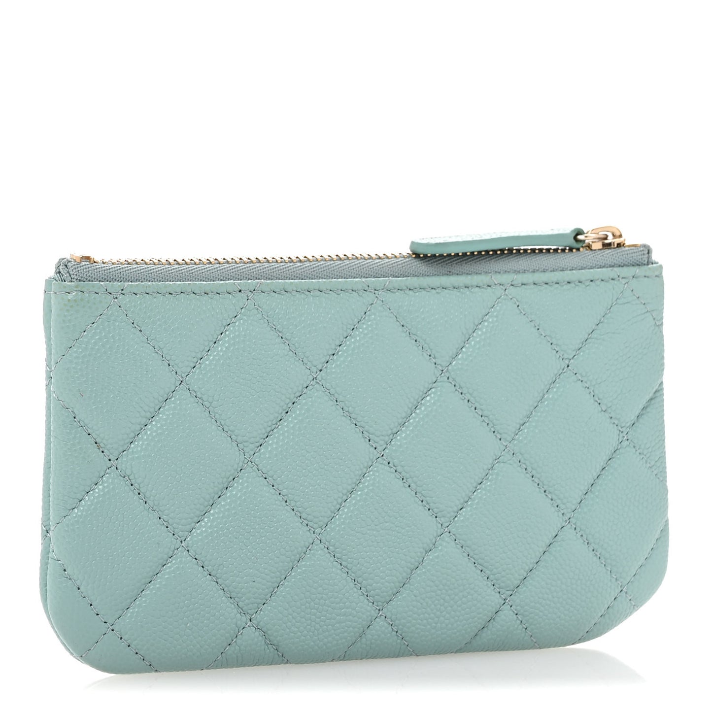 Caviar Quilted Small Cosmetic Case Light Blue